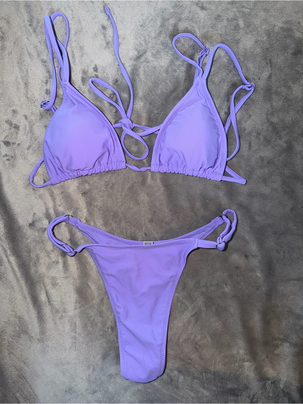 SHEIN Lavender Purple Triangle String Bikini Set